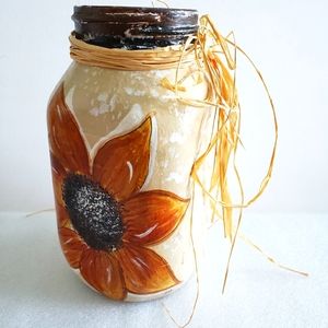 Painted Sunflower Jar